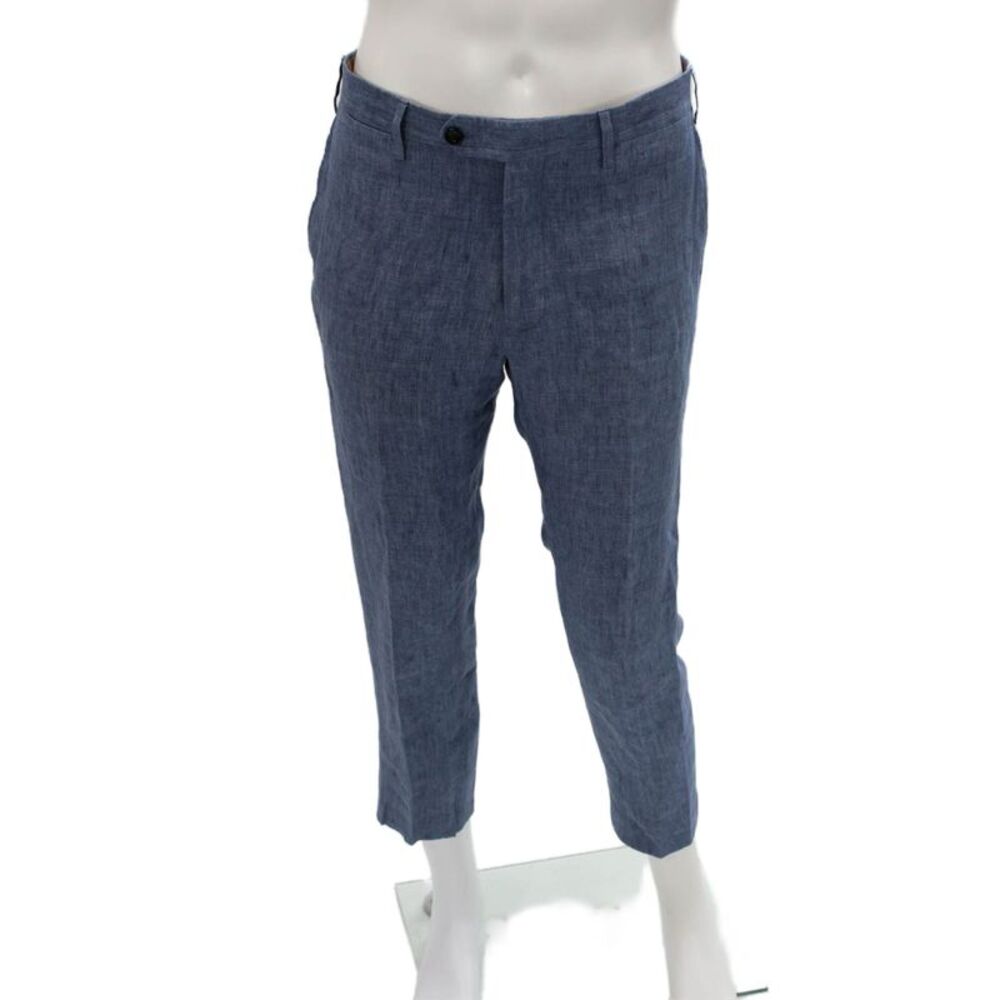 Peter Elliot Mens Dress Pants Blue Linen Button Size 50